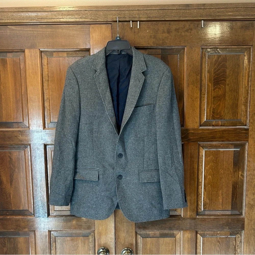 J. Crew Mens 40R Ludlow Blazer Gray Wool‎ Nylon Blend Suede Elbow Patch RN77388